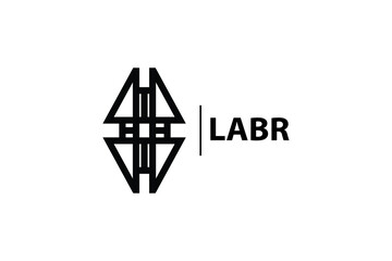 black outline line combination logo labr