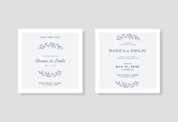 Minimalist, beautiful and elegant wedding card square template