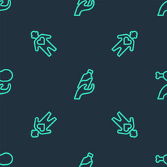 Set line Donation water, Volunteer and food on seamless pattern. Vector