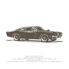 classic car vector illustration retro style, muscle car, old cars