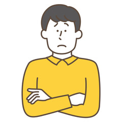 悩む男性　かわいいイラスト