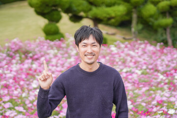 人物　男性　ポートレート　モデル　花