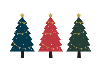 New Year greeting card design with stylized Christmas tree. Vector illustration. Christmas tree logo.