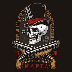 Mafia colorful badge - obrazy, fototapety, plakaty