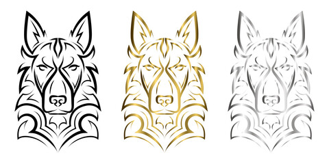 Fototapeta na wymiar line art of german shepherd dog head. Good use for symbol, mascot, icon, avatar, tattoo, T Shirt design, logo or any design you want.