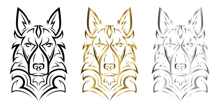 line art of german shepherd dog head. Good use for symbol, mascot, icon, avatar, tattoo, T Shirt design, logo or any design you want.