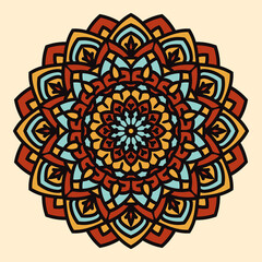 mandala art boho style abstract flower vintage color decorative vector design element