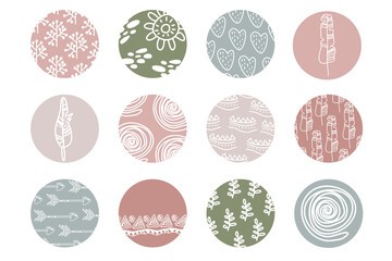 Highlight cover set, abstract floral botanical icons for social media. boho icons instagram template
