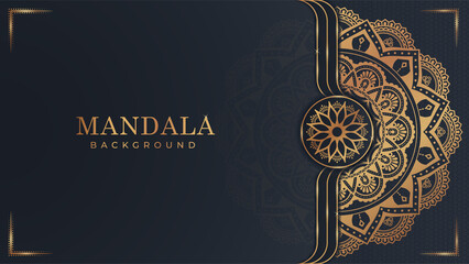 Luxury mandala background with golden arabesque pattern Arabic Islamic east style. Decorative mandala for print, poster, cover, brochure, flyer, banner, and your desired ideas. Mandala for Henna