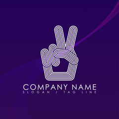 abstract geometric logo Two finger shape. finger logo icon with business card vector template.
