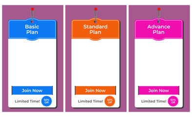 Business Package Plans that can be used for membership plan, upgrading, deals or promotion.
