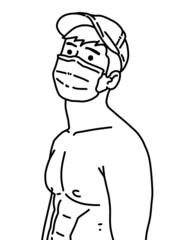 Fototapeta premium black and white of cute man cartoon for coloring