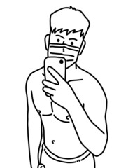 black and white of cute man cartoon for coloring