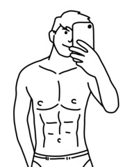 Fototapeta premium black and white of cute man cartoon for coloring