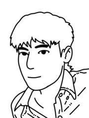 black and white of cute man cartoon for coloring