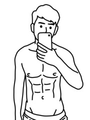 black and white of cute man cartoon for coloring