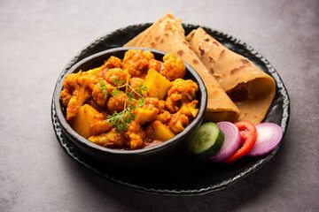 Aloo Gobi Masala curry with Chapati or paratha