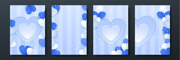 Blue love valentine's banner background with hearts. Design for special days, women's day, valentine's day, birthday, mother's day, father's day, Christmas, wedding, and event celebrations.