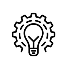 light bulb icon vector Brainstorming Icon line style Black and White 