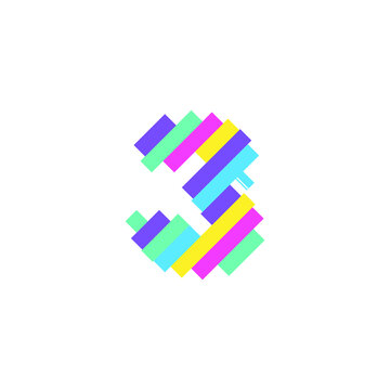 Colorful modern Pixel 3 number logo design template. Creative technology icon symbol element Vector Illustration perfect for your visual identity.