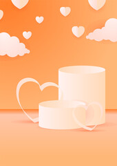 Valentines day sale background with Heart Balloons and clouds. Paper cut style. Can be used for wallpaper, flyers, invitation, posters, brochure, banners. Vector illustration.