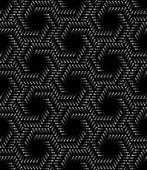 Vector geometric seamless pattern. Modern geometric background with hexagonal dotted tiles.