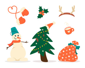 Festive Christmas set vector clip art eps