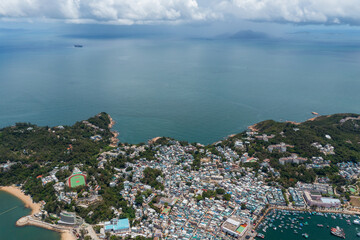 Fototapeta premium Top down view of Cheung Chau lantau island