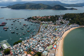 Aerial view of Cheung Chau island in Hong Kong