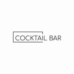 Minimalistic logo of an alcoholic establishment. Logo for a bar, shop, restaurant. Cocktail bar lettering in a rectangle. Isolated on a white background.