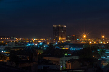Rio de Janeiro, Rio de Janeiro, Brazil, June 2018 - sunset view from a terrace at F&aacute;brica Bhering, an old factory in Rio de Janeiro