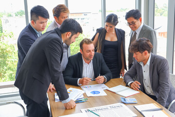 Business staff or personnel group meeting and teamwork successful