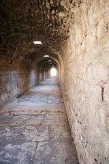 Fototapeta na wymiar ancient tunnel to water supply in archaeological site Pergamon, Turkey