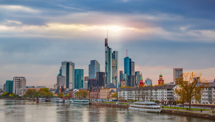 Fototapeta na wymiar Skyline of Frankfurt, modern finance district - Frankfurt, Germany. 