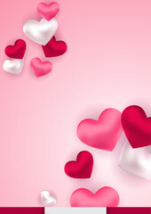 Universal love valentine's banner background with hearts. Design for special days, women's day, valentine's day, birthday, mother's day, father's day, Christmas, wedding, and event celebrations.