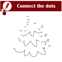 Cute spruce. Coloring and dot to dot educational game for kids