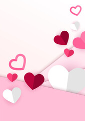 Love valentine's banner background with hearts. Design for women's day, valentine's day, birthday, mother's day, father's day, Christmas, wedding. Paper cut decorations for Valentine's day