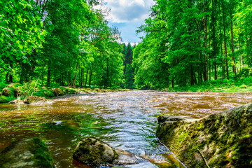 Hiking Ilztal between Schrottenbaummill and Fuersteneck in the Bavarian Forests 