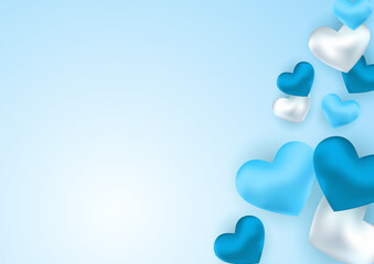 Universal blue love valentine's banner background with hearts. Design for special days, women's day, valentine's day, birthday, mother's day, father's day, Christmas, wedding, and event celebrations.