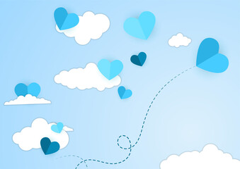 Valentines day sale vector banner. Sale discount text for valentines day shopping promotion with hearts elements in blue background. Vector illustration.