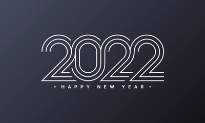 Fototapeta na wymiar Happy New Year 2022. Happy New Year on a Dark Background. Holiday Greeting Card