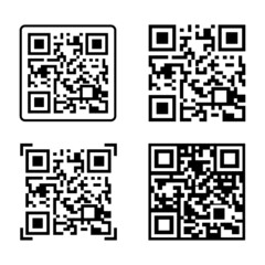 Fototapeta premium Smartphone qr barcode id icons set. QRcode banner for mobile phone. Mobile payments and identity white background 