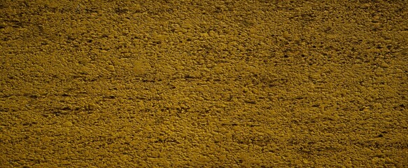 Old Yellow Grunge Brickwall Texture. Vintage Brick Wall With Shabby Faded Background. Distressed Stonewall Wallpaper. Peeled Rough Decayed Brick Wall Textured Background. Abstract Web Banner