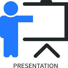 Business presentation icon blue vector, office presentation icon, class presentation icon 