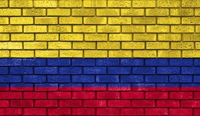 Colombia flag on a brick wall