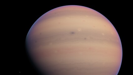 Planets of deep space in light of red and blue stars. Science fiction 3d illustration