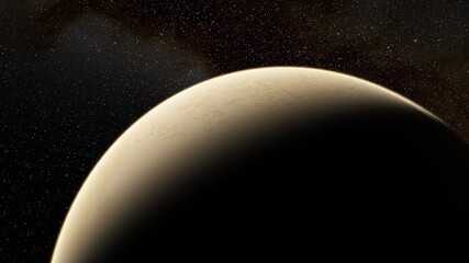 Planets of deep space in light of red and blue stars. Science fiction 3d illustration © ANDREI