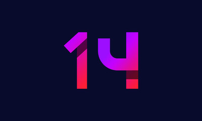 14 New Number Gradient Orange Modern Logo