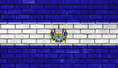 El Salvador flag on a brick wall