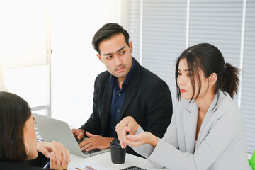 Asia business in seminar or employees group meeting in a conference room